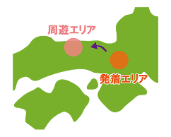 往路走行（発着エリア→周遊エリア）