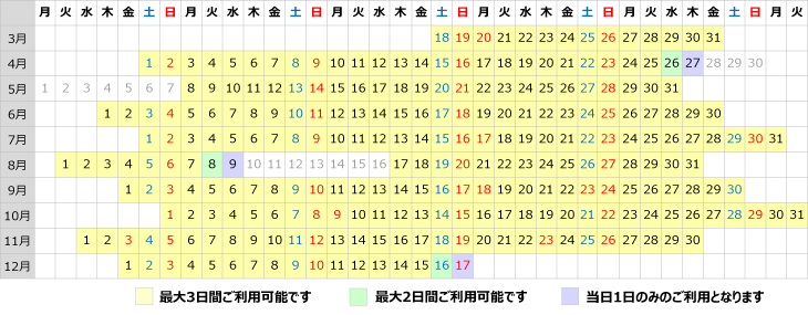 ご利用可能日程