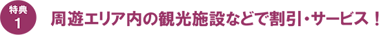 特典1:周遊エリア内の観光施設などで割引・サービス！